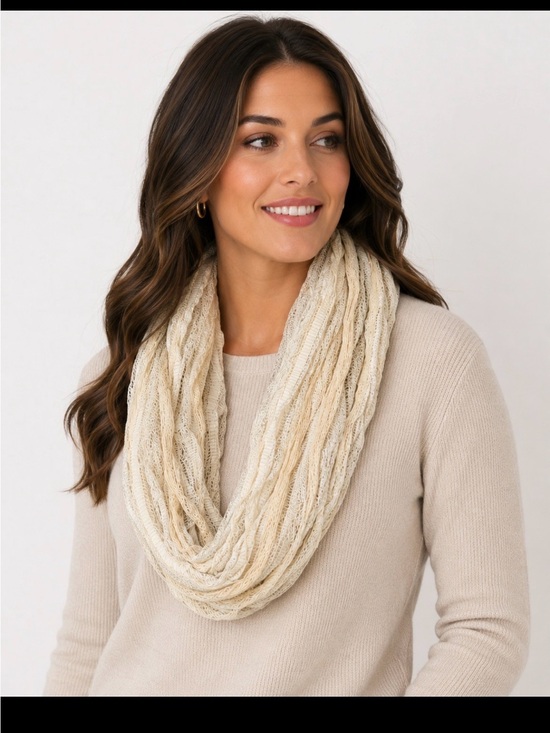 Apt. 9 Accessories - Apt. 9 Ivory infinity scarf with Silver Metallic Stripes Spring Fall lightweight